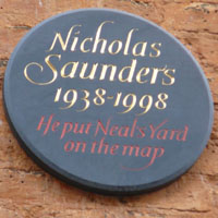 Nicholas Saunder's plaque in Neal's Yard